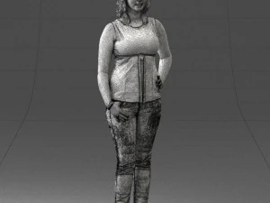 000382 Realistic Standing Female Character in Casual Outfit 3D Model
