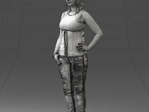 000382 Realistic Standing Female Character in Casual Outfit 3D Model