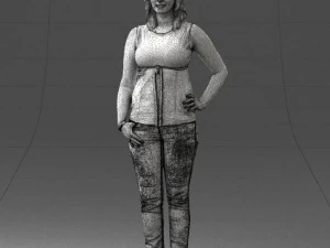 000382 Realistic Standing Female Character in Casual Outfit 3D Model