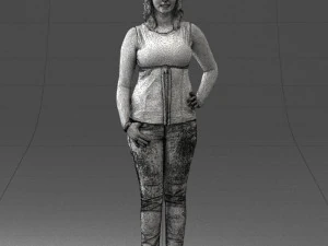 000382 Realistic Standing Female Character in Casual Outfit 3D Model