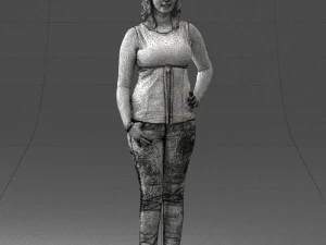 000382 Realistic Standing Female Character in Casual Outfit 3D Model