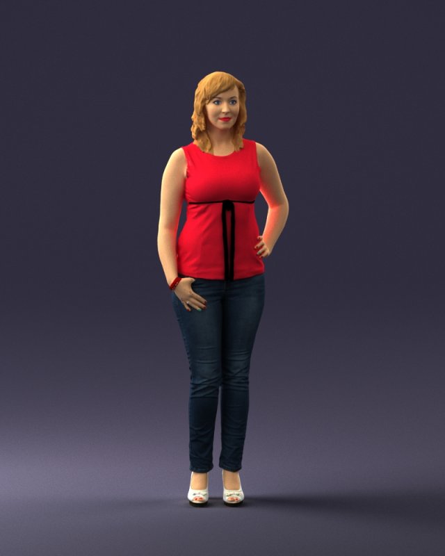 woman in red dress 0039 3d print ready 3D 프린트 모델 .c4d .max .obj .3ds .fbx .stl .blend 