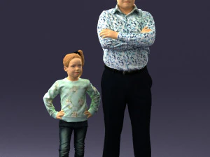 000383 Pose de pie de padre e hija escaneados en 3D Modelo 3D