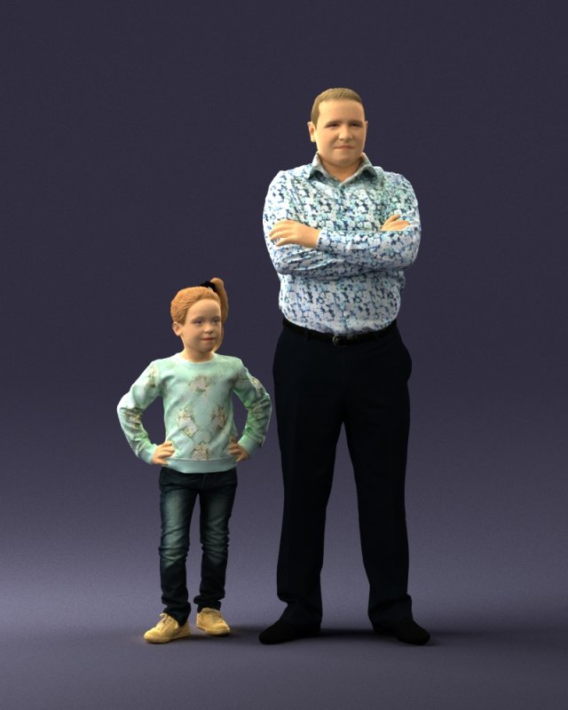 father and daughter 0040 3d print ready Model Cetak 3D .c4d .max .obj .3ds .fbx .stl .blend 
