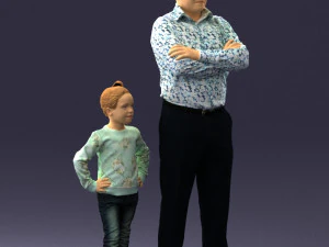 000383 3D Scanned Father and Daughter Standing Pose 3dp 3D Print Model