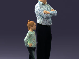 000383 3D Scanned Father and Daughter Standing Pose 3dp 3D Print Model