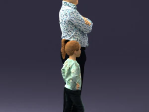 000383 3D Scanned Father and Daughter Standing Pose 3dp 3D Print Model