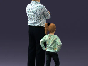 000383 3D Scanned Father and Daughter Standing Pose 3dp 3D Print Model