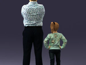 000383 3D Scanned Father and Daughter Standing Pose 3dp 3D Print Model