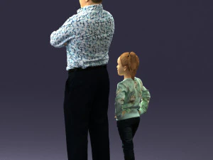 000383 3D Scanned Father and Daughter Standing Pose 3dp 3D Print Model
