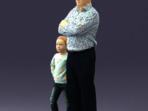 000383 3D Scanned Father and Daughter Standing Pose 3dp 3D Print Model