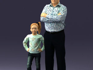 000383 3D Scanned Father and Daughter Standing Pose 3dp 3D Print Model