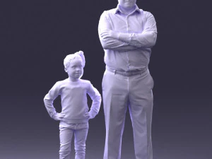 000383 3D Scanned Father and Daughter Standing Pose 3dp 3D Print Model