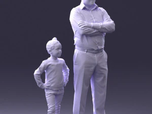 000383 3D Scanned Father and Daughter Standing Pose 3dp 3D Print Model