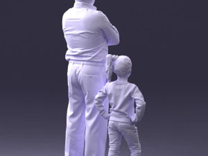 000383 3D Scanned Father and Daughter Standing Pose 3dp 3D Print Model
