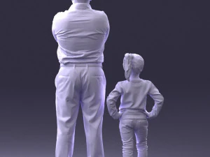 000383 3D Scanned Father and Daughter Standing Pose 3dp 3D Print Model