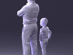 000383 3D Scanned Father and Daughter Standing Pose 3dp 3D Print Model