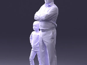 000383 3D Scanned Father and Daughter Standing Pose 3dp 3D Print Model