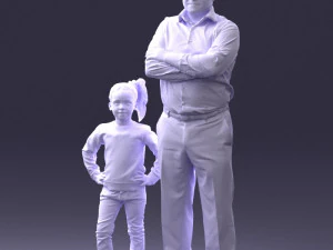 000383 3D Scanned Father and Daughter Standing Pose 3dp 3D Print Model
