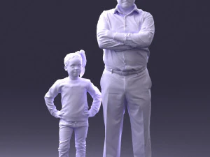 000383 3D Scanned Father and Daughter Standing Pose 3dp 3D Print Model