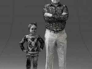 000383 3D Scanned Father and Daughter Standing Pose 3dp 3D Print Model