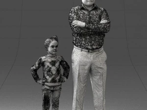 000383 3D Scanned Father and Daughter Standing Pose 3dp 3D Print Model