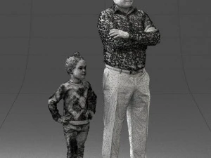 000383 3D Scanned Father and Daughter Standing Pose 3dp 3D Print Model