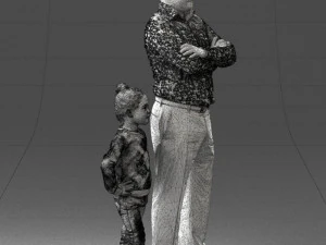 000383 3D Scanned Father and Daughter Standing Pose 3dp 3D Print Model