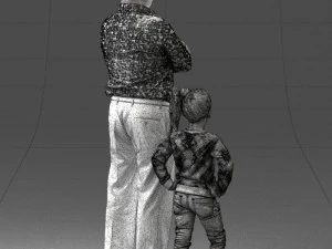 000383 3D Scanned Father and Daughter Standing Pose 3dp 3D Print Model