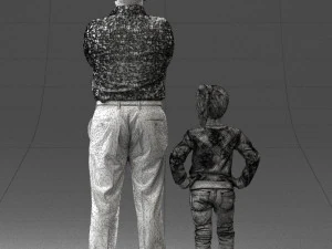 000383 3D Scanned Father and Daughter Standing Pose 3dp 3D Print Model