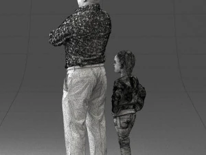 000383 3D Scanned Father and Daughter Standing Pose 3dp 3D Print Model