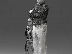 000383 3D Scanned Father and Daughter Standing Pose 3dp 3D Print Model