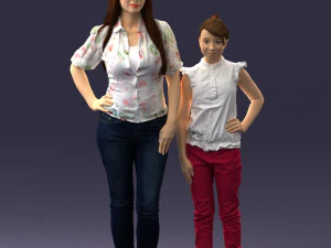 000369 Woman and a Child Standing Together 3D Model