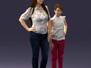 000369 Woman and a Child Standing Together 3dp 3D Print Model
