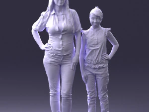 000369 Woman and a Child Standing Together 3dp 3D Print Model