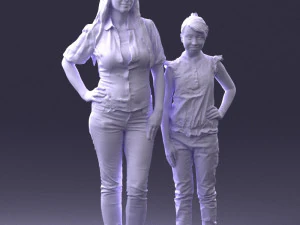 000369 Woman and a Child Standing Together 3dp 3D Print Model