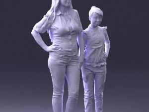 000369 Woman and a Child Standing Together 3dp 3D Print Model