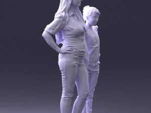 000369 Woman and a Child Standing Together 3dp 3D Print Model
