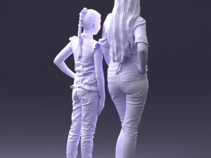 000369 Woman and a Child Standing Together 3dp 3D Print Model