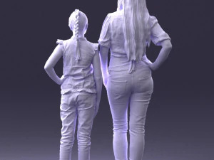 000369 Woman and a Child Standing Together 3dp 3D Print Model
