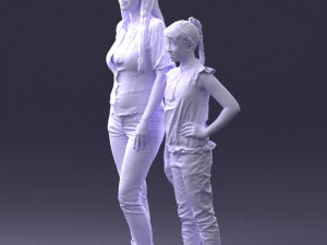 000369 Woman and a Child Standing Together 3dp 3D Print Model