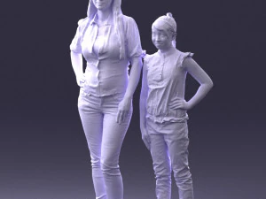 000369 Woman and a Child Standing Together 3dp 3D Print Model