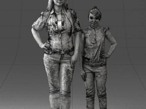 000369 Woman and a Child Standing Together 3dp 3D Print Model