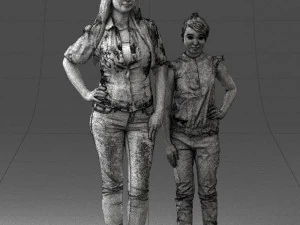 000369 Woman and a Child Standing Together 3dp 3D Print Model