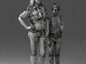 000369 Woman and a Child Standing Together 3dp 3D Print Model