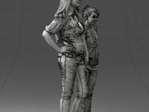 000369 Woman and a Child Standing Together 3dp 3D Print Model