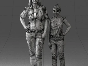 000369 Woman and a Child Standing Together 3dp 3D Print Model