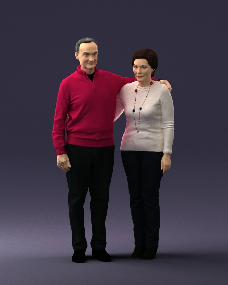 000376 वृद्ध जोड़ा एक साथ खड़ा है 3D मॉडल .c4d .max .obj .3ds .fbx .stl .blend 