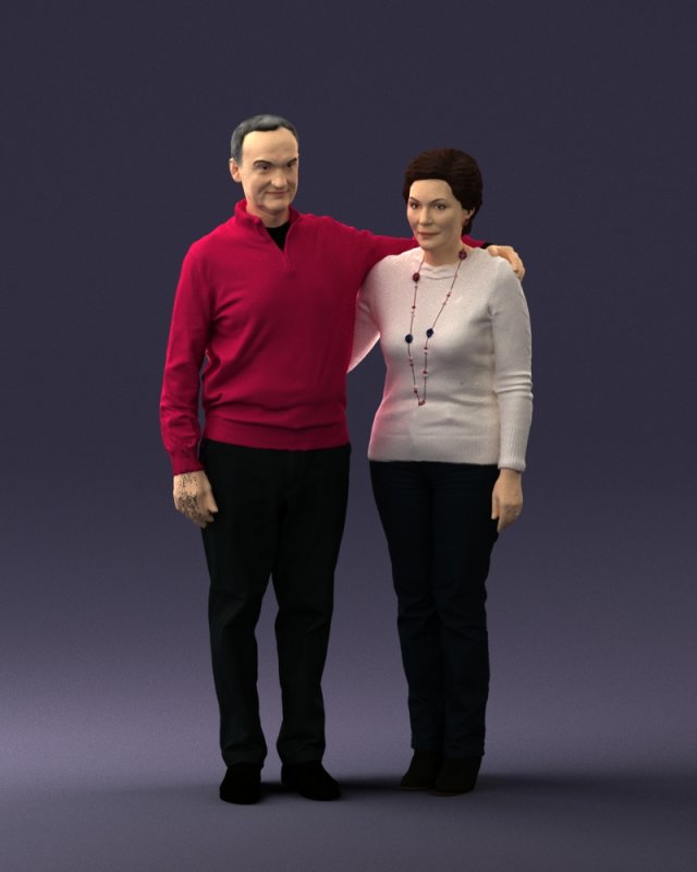 elderly couple 0033 3d print ready 3Dプリントモデル .c4d .max .obj .3ds .fbx .stl .blend 