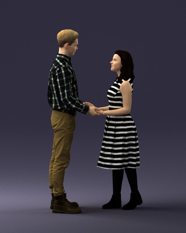 coupl holding hands 0027 3D Model .c4d .max .obj .3ds .fbx .stl .blend 